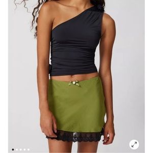 Out From Under (Urban Outfitters) Rose Green Lace Trim Skirt